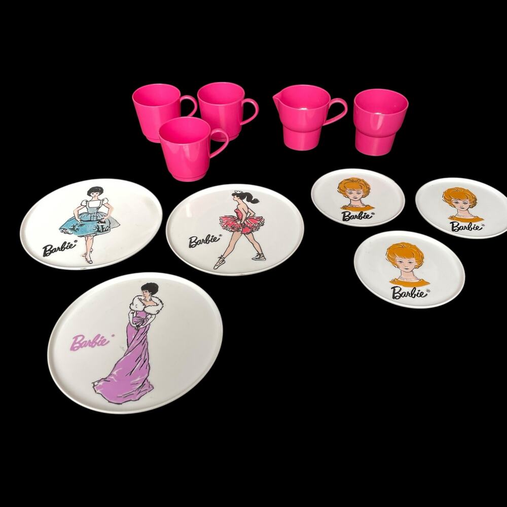 Vintage 1960's Barbie Child Tea Set Plastic Dishes Pretend Play Toy Worcester